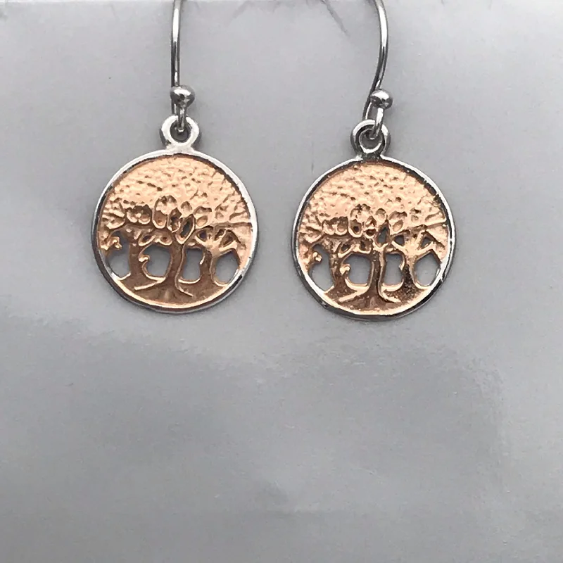 Best hoop earrings with cubic zirconia for a budget-friendly, dazzling look-Hoop earrings for formal events-Sterling Silver Three Trees Rose Gold Earrings