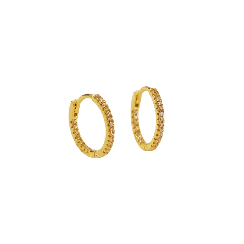 Hoop earrings with multi-tone finishes for a colorful and layered effect-Hoop earrings in brass-Sterling Silver CZ Zircon Hoop Earrings – Gold-Plated