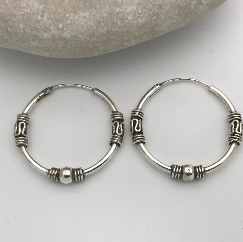 Hoop earrings with polished metal for a shiny and high-quality finish-Hoop earrings in rose gold-Sterling Silver Tribal Karen Hoop 2 Earrings